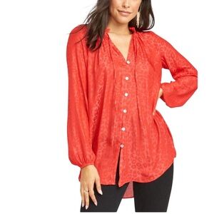 Show Me Your Mumu Silky Alicia Button Down Tunic in Red Cheetah Women’s Size L